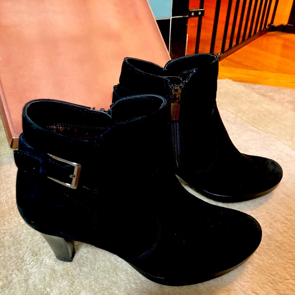 Black suede ankle boots